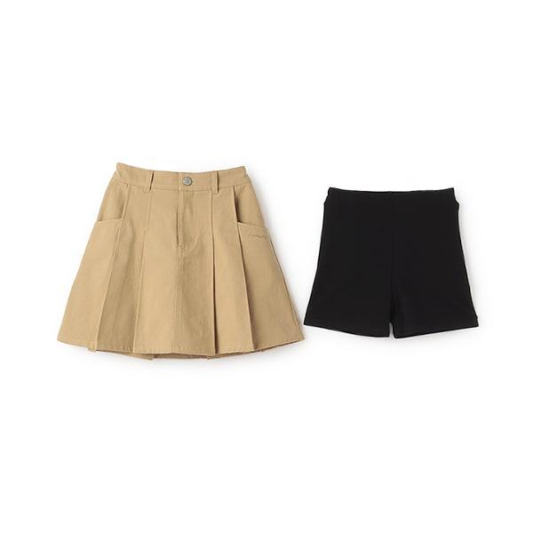 百褶裙×安全褲套裝