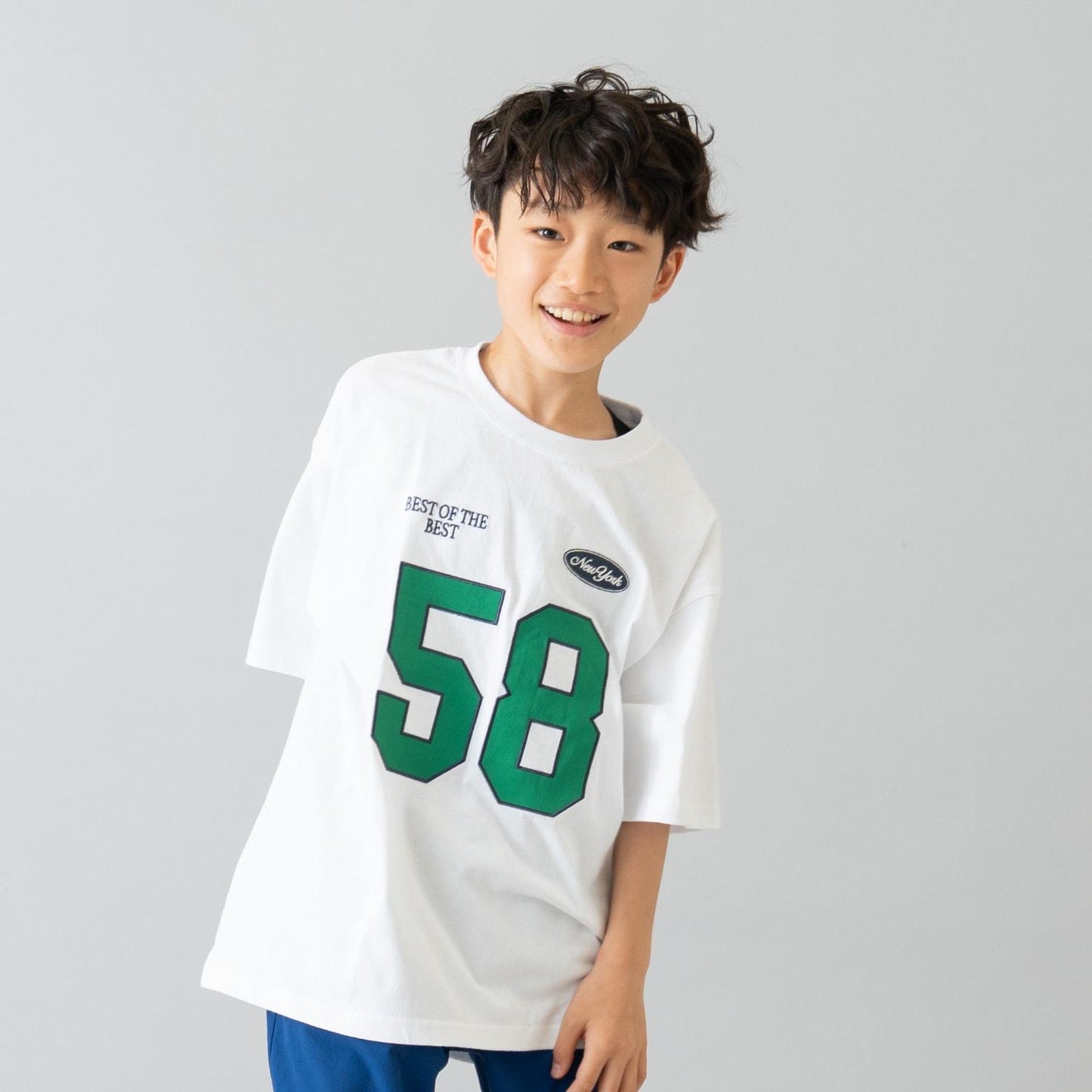 【純棉100%】寬鬆數字印花短袖T恤