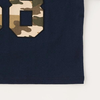 【純棉100%】寬鬆數字印花短袖T恤