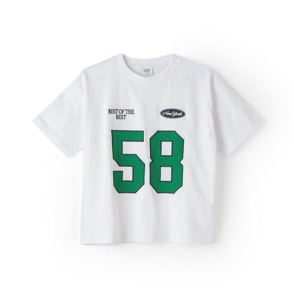 【純棉100%】寬鬆數字印花短袖T恤