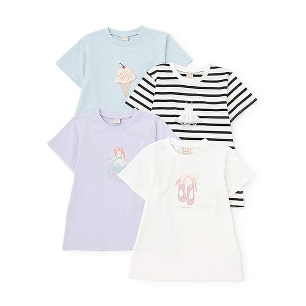 防汙/鏈環 閃亮圖案T恤（青少年）