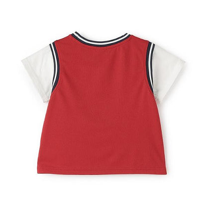 【接觸冷感】拼接款短袖T恤