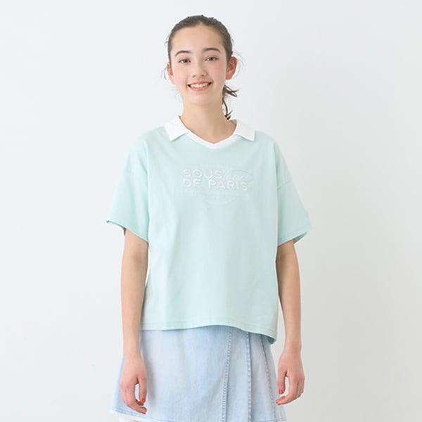 【防汙處理】翻領開襟字母T恤