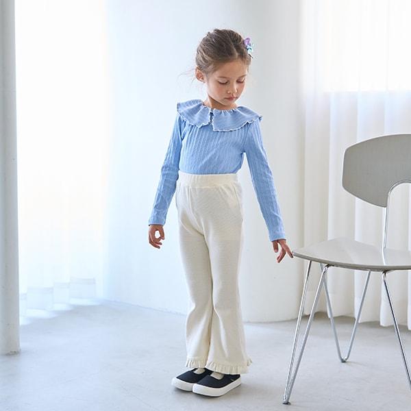 【人氣色補貨】【ともパン】下襬荷葉邊喇叭褲