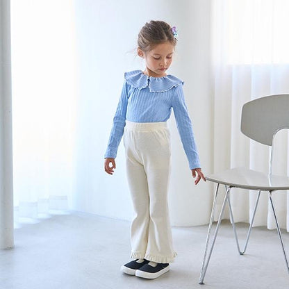 【人氣色補貨】【ともパン】下襬荷葉邊喇叭褲