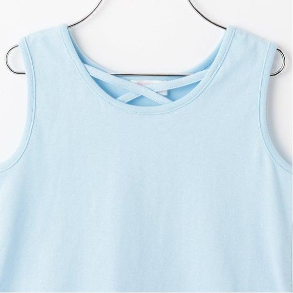 扎染風格露肩網紗拼接背心套裝