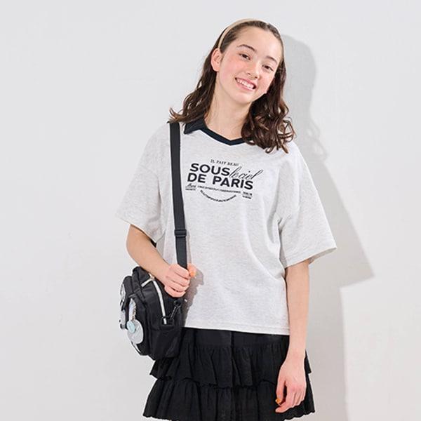 【防汙處理】翻領開襟字母T恤