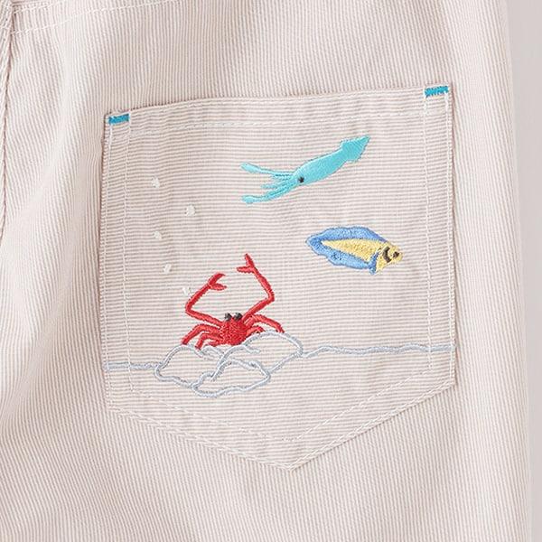 海洋生物刺繡五分褲