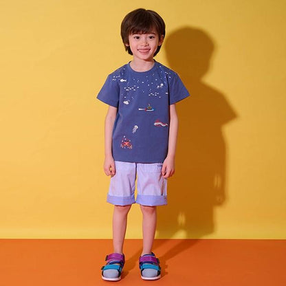 海洋生物刺繡五分褲