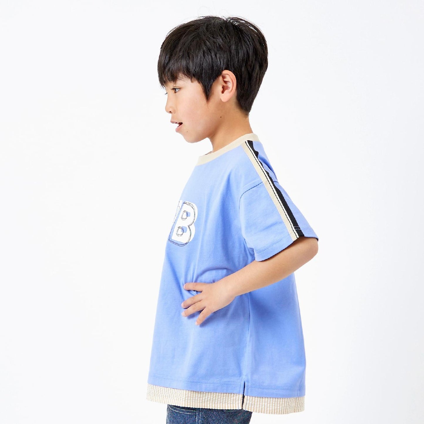 肩部針織帶KPB圖案下襬疊穿T恤