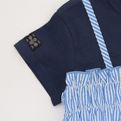 足球條紋吊帶拼接T恤