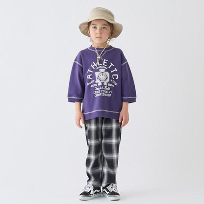 拼色拼接線縫衛衣印花套頭衫