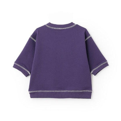 拼色拼接線縫衛衣印花套頭衫