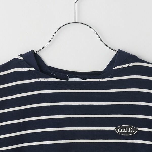 拼接肩條紋寬鬆長袖T恤