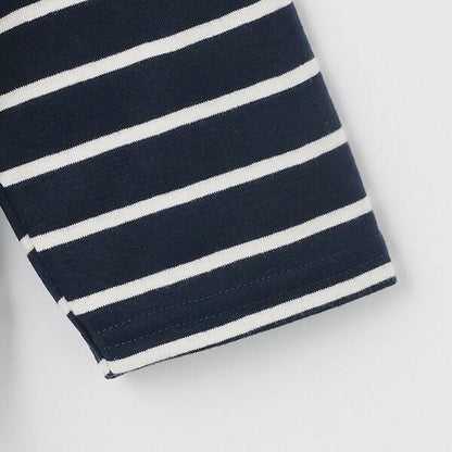 拼接肩條紋寬鬆長袖T恤