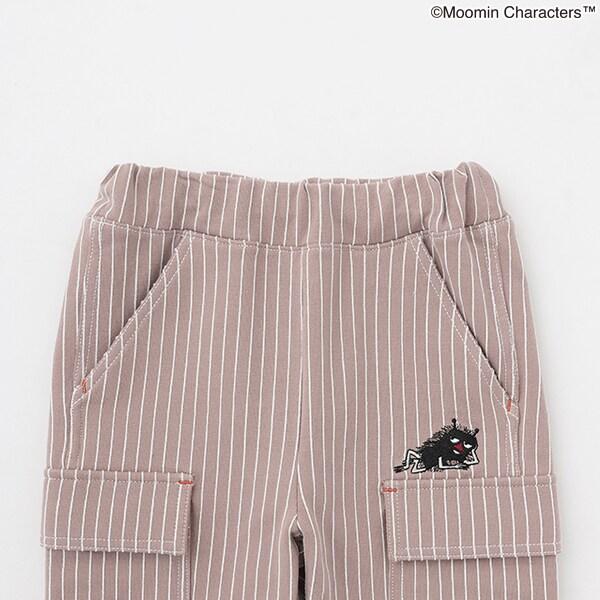 《姆明》/刺繡條紋六分褲