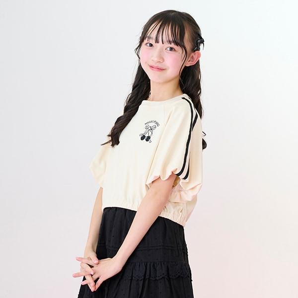 側邊條紋泡泡袖T恤&背心套裝