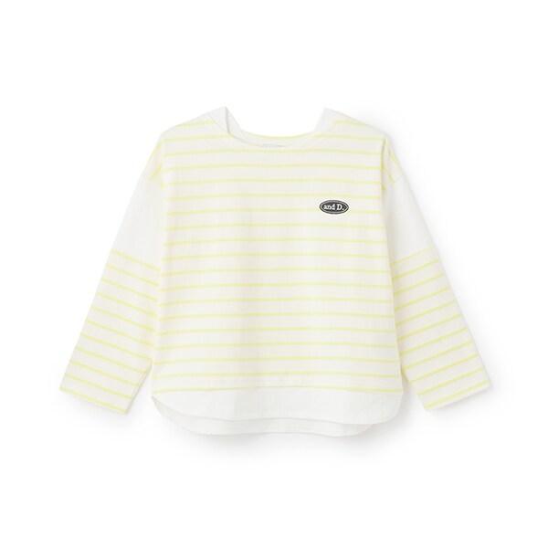 拼接肩條紋寬鬆長袖T恤