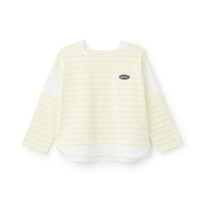 拼接肩條紋寬鬆長袖T恤