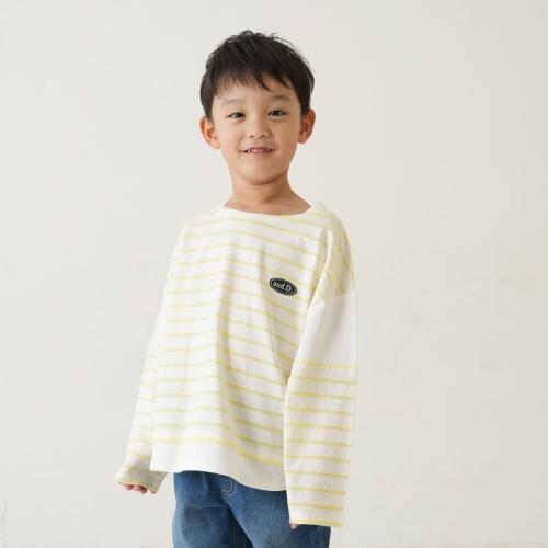 拼接肩條紋寬鬆長袖T恤