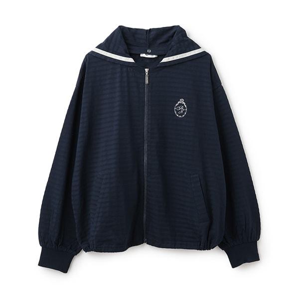 【防紫外線】透視條紋拉鍊連帽衫