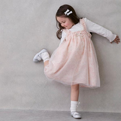 花卉圖案網紗連衣裙套裝