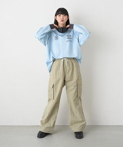 側邊條紋工裝褲【韓國時尚】