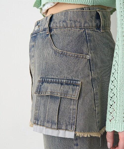 帶裹身設計牛仔寬腿褲【韓國時尚】