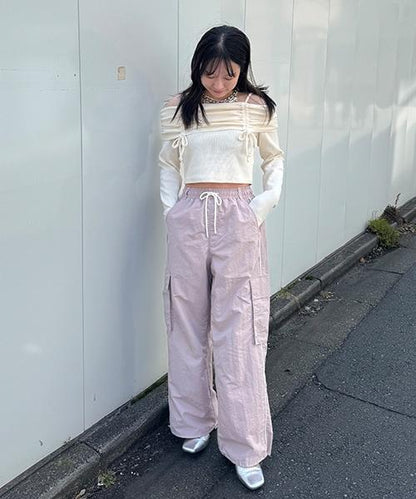 側邊條紋工裝褲【韓國時尚】