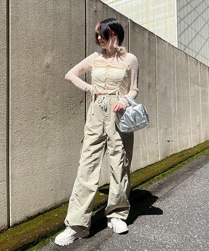 側邊條紋工裝褲【韓國時尚】