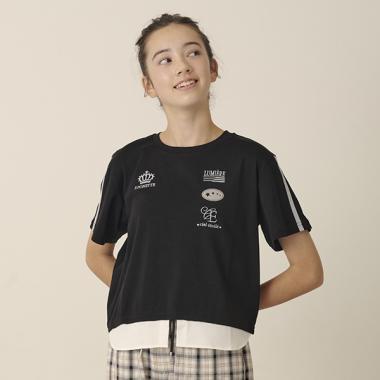 拼接下襬襯衫層疊感T恤