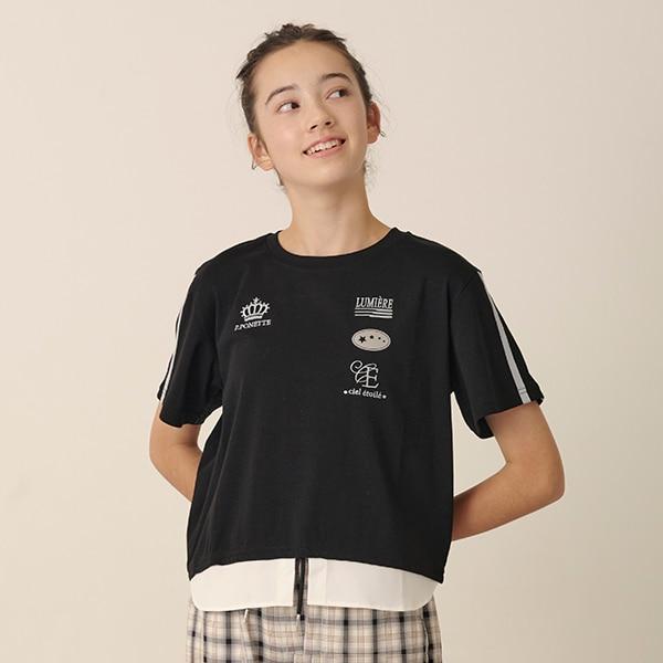 拼接下襬襯衫層疊感T恤