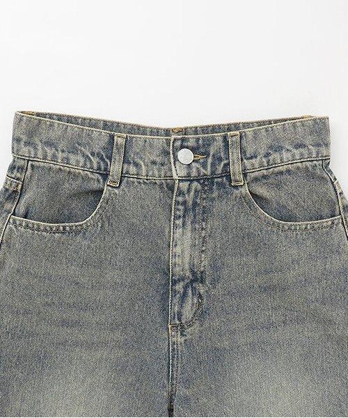 帶裹身設計牛仔寬腿褲【韓國時尚】