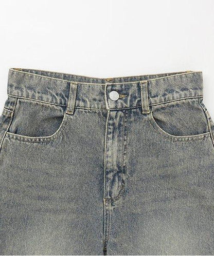 帶裹身設計牛仔寬腿褲【韓國時尚】