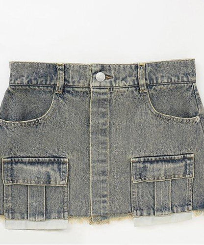 帶裹身設計牛仔寬腿褲【韓國時尚】