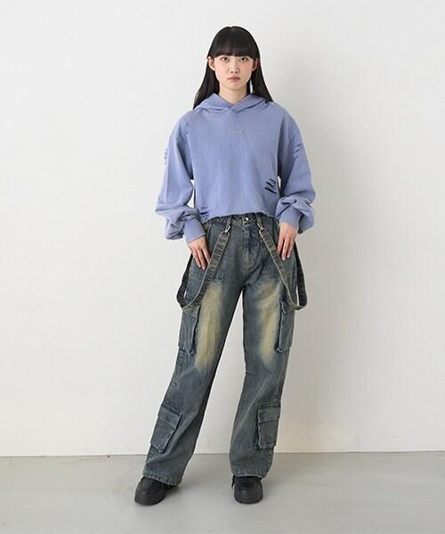 牛仔工裝褲【韓國時尚】