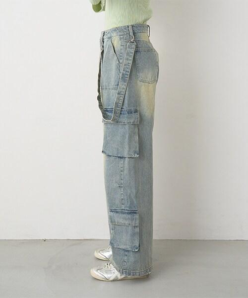 牛仔工裝褲【韓國時尚】