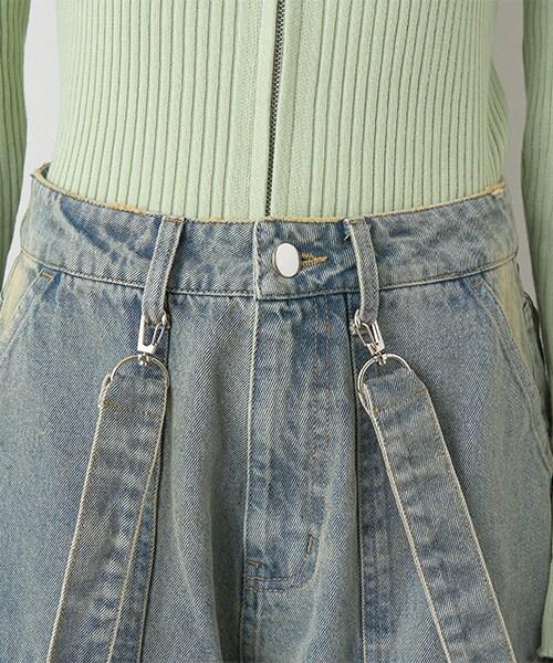 牛仔工裝褲【韓國時尚】