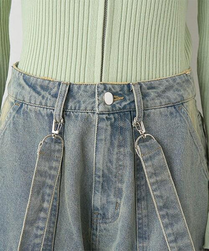 牛仔工裝褲【韓國時尚】