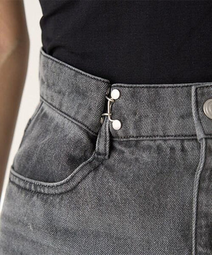 褶皺牛仔寬腿褲【韓國時尚】