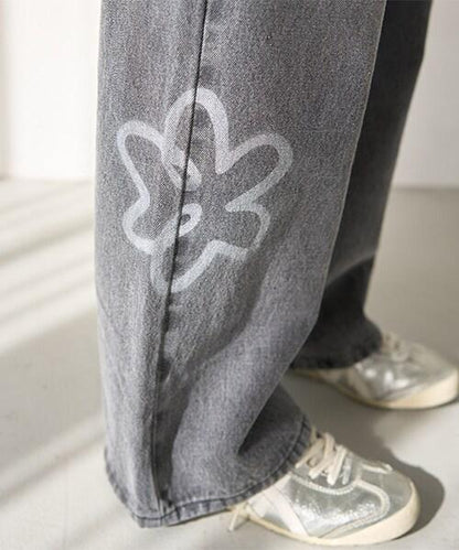 褶皺牛仔寬腿褲【韓國時尚】