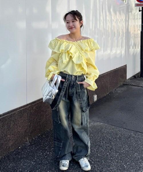 牛仔工裝褲【韓國時尚】