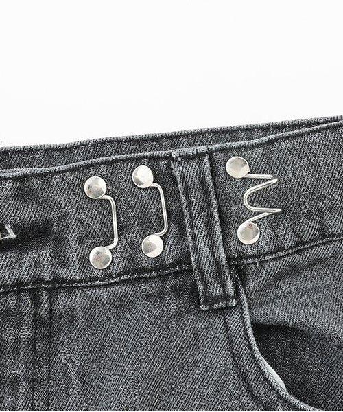 褶皺牛仔寬腿褲【韓國時尚】