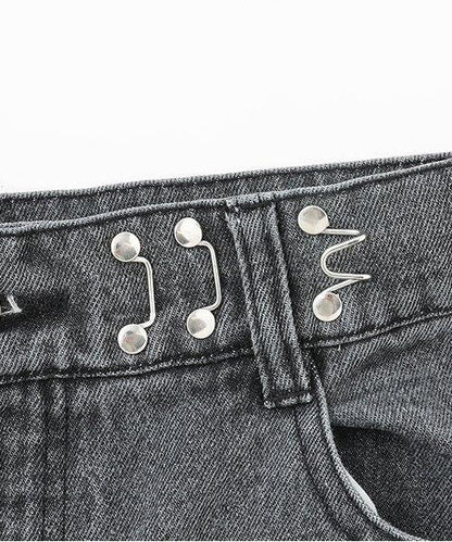 褶皺牛仔寬腿褲【韓國時尚】