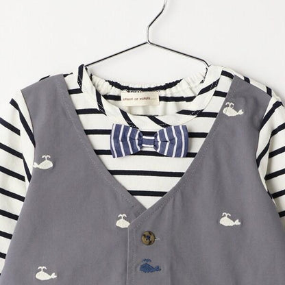 鯨魚刺繡背心疊穿長袖T恤