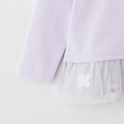 【三麗鷗】花朵網紗長袖T恤