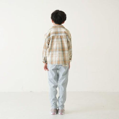 【爸爸同款】兒童桃皮絨格子襯衫