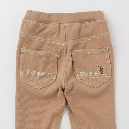 電車刺繡長款直筒褲