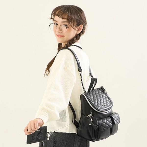【Cuugal刊載】帶蝴蝶結掛飾水桶型雙肩包