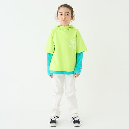 【防潑水】針織假兩件T恤連帽衫